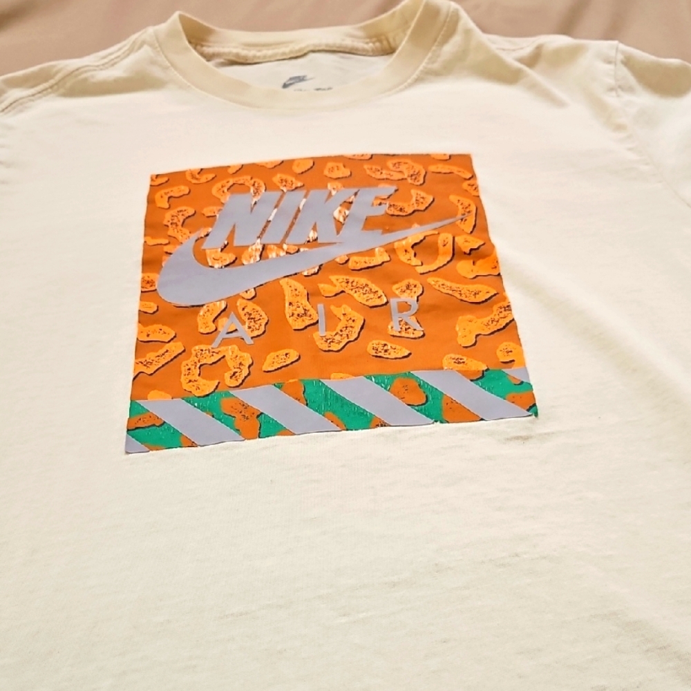 Nike Air Cream T-Shirt with Orange and Green Graphic